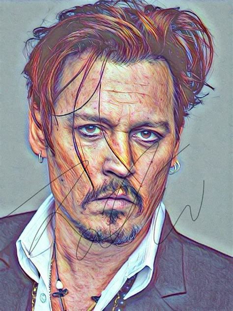 Johnny Depp Sketch Drawing Print Wall Art Illustration Actor Colorful