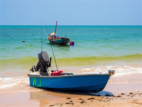 Rayong Thailand14april2022landscape Look View Small Fishing Boat