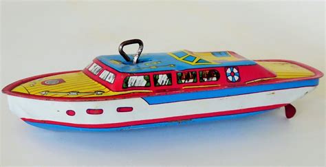 Vintage J Chein Mark I Boat Tin Lithographed Wind Up Toy Car 85