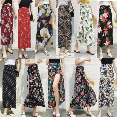 Women Floral Print Chiffon Long Skirt Summer New Stylish Midiskirt One