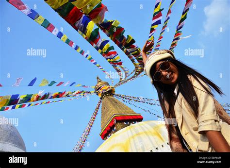 Traveler Thai Women In Boudhanath Or Bodnath Stupa Is The Largest Stupa In Nepal And The Holiest