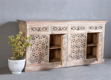 Carved Indian Jaali Sideboard Chisel And Log