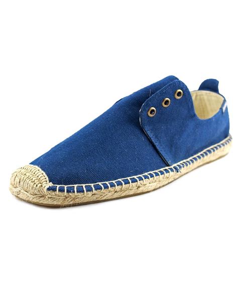 Soludos Lace Up Round Toe Canvas Espadrille Blue Modesens