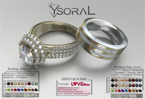 Second Life Marketplace Ysoral Luxe Set Wedding Ring Maggi