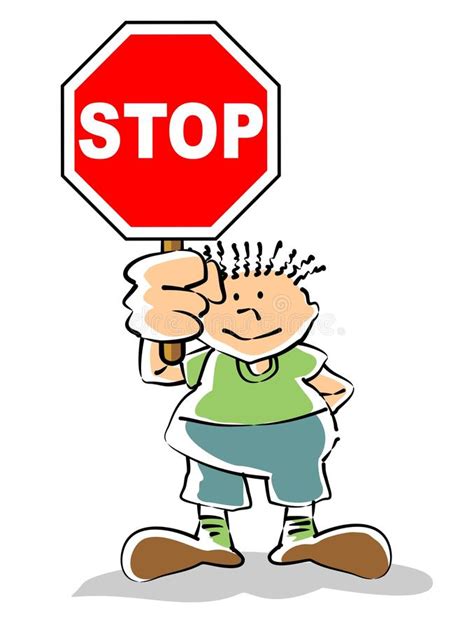 Kid With Stop Sign Stock Vector Illustration Of Direction 29086428