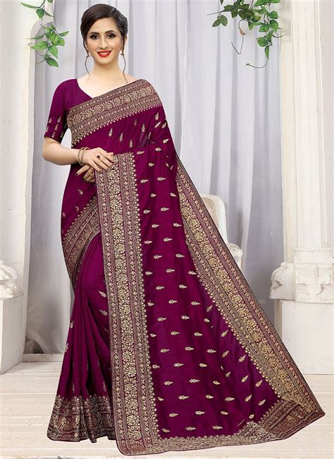 buy wine art silk saree party wear zari sari online shopping sasun514