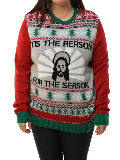 Ugly Christmas Sweater Plus Size Women S Jesus Tis The Reason