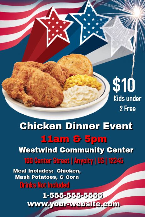 Many flyer templates largely are used in promoting events, educating people of the latest stuff that come out and also market products that are emerging. Chicken Dinner Event | PosterMyWall