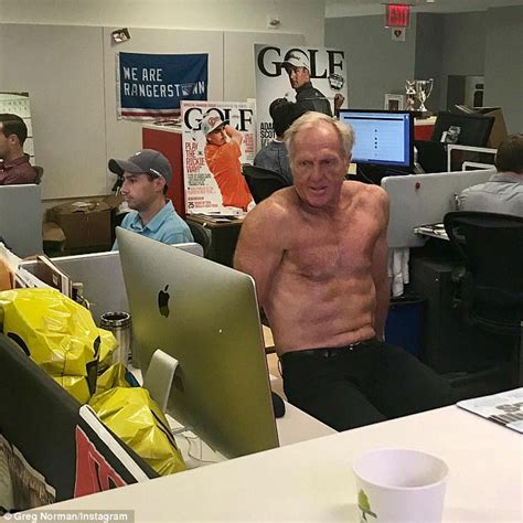 Greg Norman Goes Shirltess In The Offices Of Golf Magazine Daily Mail