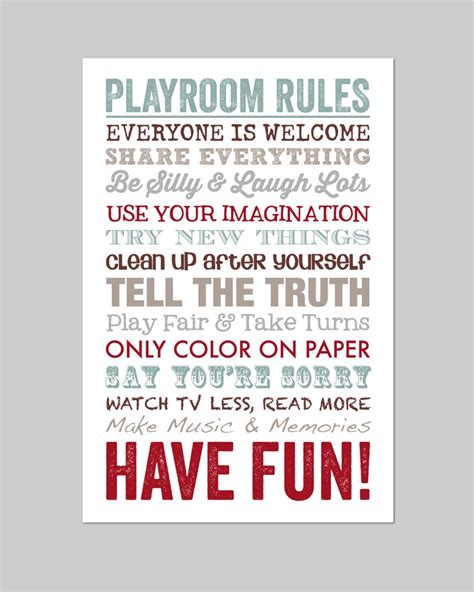 Playroom Rules Playroom Decor Playroom Art Playroom Sign Etsy