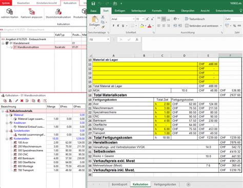 Kalkulationsschema komplett (lek bis bvp). Datei:Excel Kalkulation.png - BormOnlineHilfe