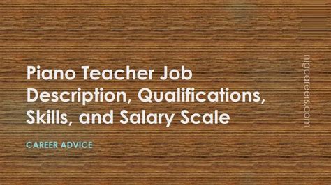 Piano Teacher Job Description Skills And Salary