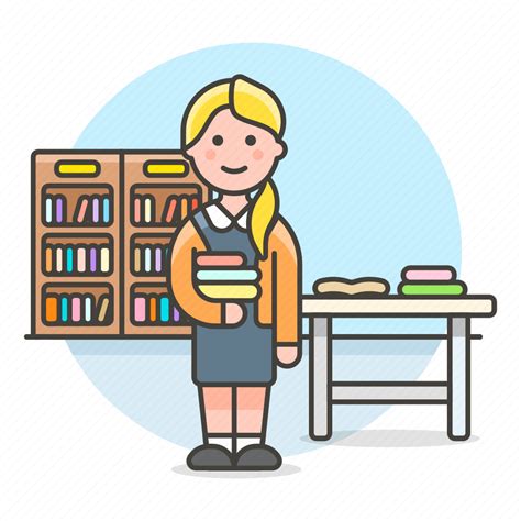 Library Registry Education School Employee Female Desk Icon