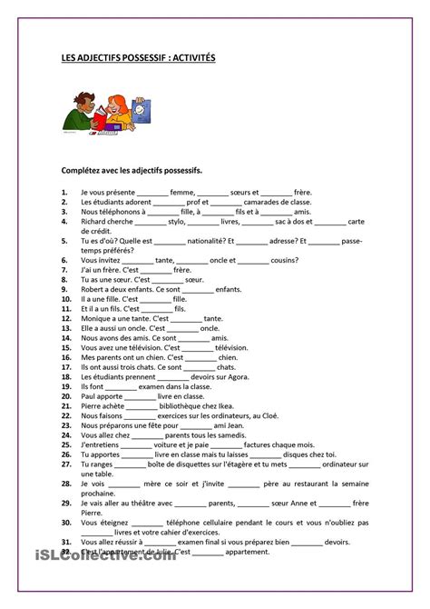 Ludique, simple à utiliser, accès parent pour suivre votre enfant. ADJECTIFS POSSESIFS | Les adjectifs possessifs, L ...