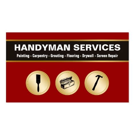 Handyman business card, carpenter, roofer business card, carpentry business card, mechanic business card thedesignwr 5 out of 5 stars (2) $ 15.00 free shipping add to favorites handyman tools carpenter remodeling carpentery business card (digital only) shopinvitation 4.5 out of 5 stars (43. Handyman Business Cards | Zazzle