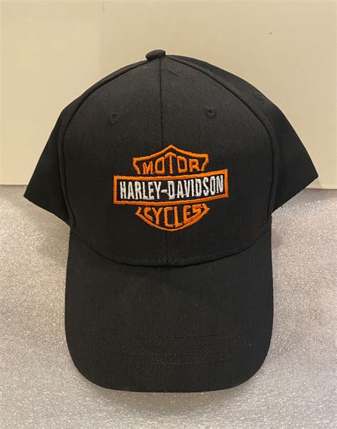 Harley Davidson Mens Embroidered All Black Baseball Cap Flex Strap