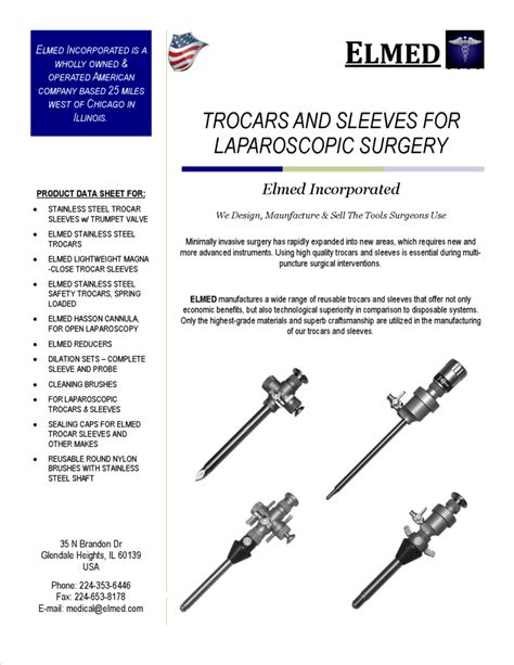 Laparoscopic Surgery Instruments Trocars And Sleeves Elmed