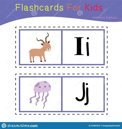 Vectorkaarten Voor Kinderen Met Schattige Dierthemas Alfabet Voor