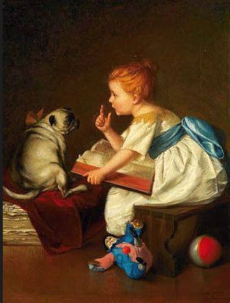 Antique Pug With Girl In White Dress Print By Pawmazingts Pugs Pug