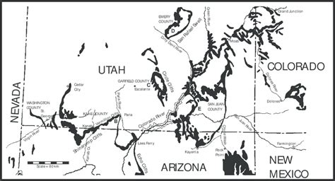 Map Of Chinle Formation Outcrops In Utah Showing Areas Where