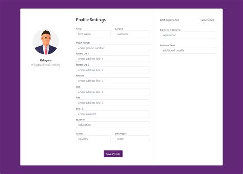 Bootstrap 4 Edit Users Profile Form Example Images