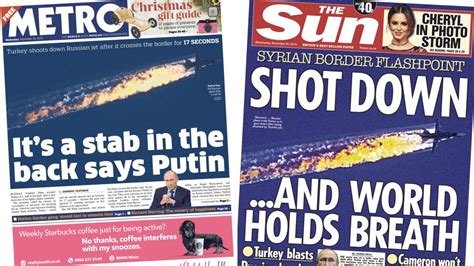 Newspaper Headlines World On A Knife Edge After Russian Jet Downed