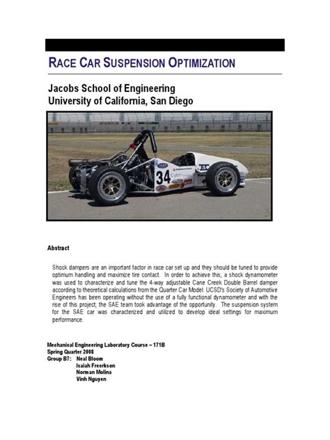 Fsae Suspension Optimization Pdf Suspension Vehicle Data