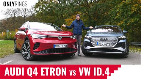 Audi Q4 E Tron 50 Awd Vs Vw Id4 Gtx Mid Size Ev Suv Comparison Review