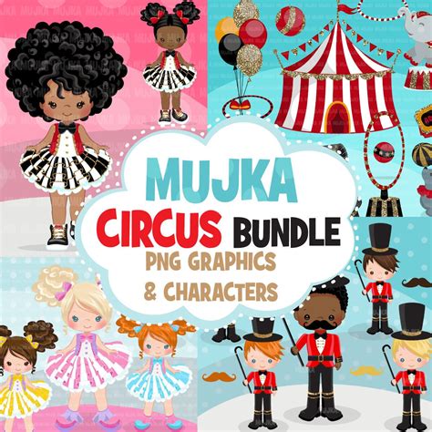 Circus Clipart Bundle Birthday Props Sublimation Graphics Animals