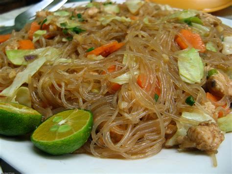 Pancit Bihon Recipe Filipino Stir Fried Rice Noodles With Meat And