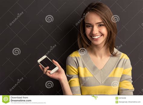 Girl With Gadget Stock Photo Image Of Modern Beauty 69735298