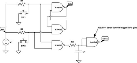 Digital Logic 2 Momentary Button Into 1 Persistence Output With Clk