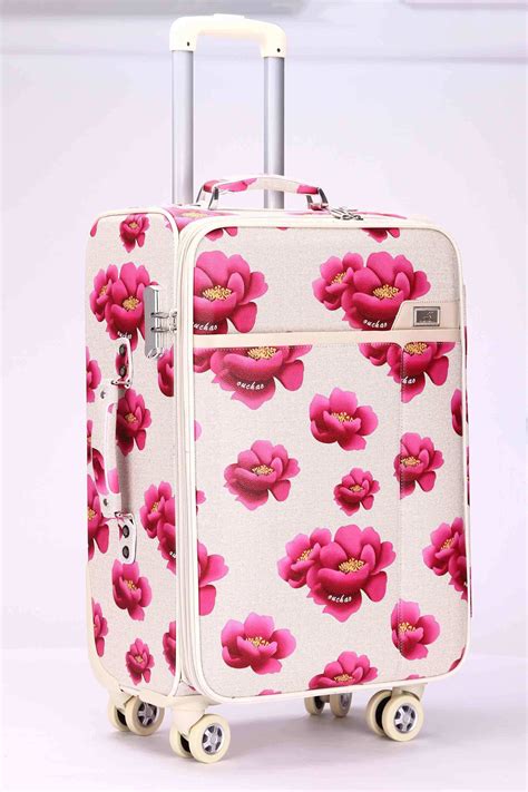 Pink Flower Suitcase Mc Luggage