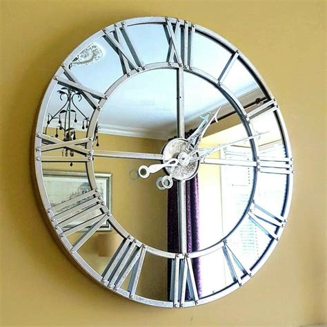 Mirror wall clock, plexi mirror silver large wall clock, modern clocks for wall, black colored numerals on a white colored mirror, 80 cm. Pin on wall clocks
