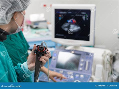 Doctor Use Echocardiogram Intraoperative Stock Image Image Of People
