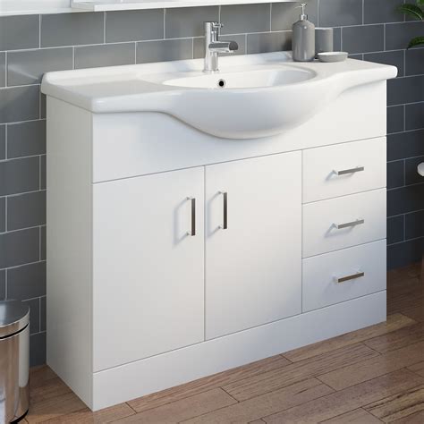 Classic Bathroom Vanity Unit Cloakroom Basin Sink Storage White Various