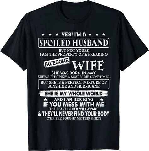 i m a spoiled husband awesome wife she was born in may t shirt clothing shoes