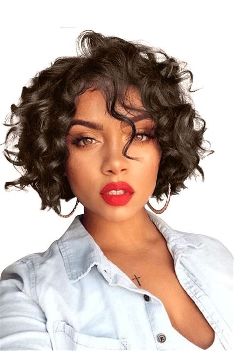 It is styled on a frontal lace wig, which appears very. Ericdress Women's Short Bob Hairstyle Curly Synthetic Hair ...