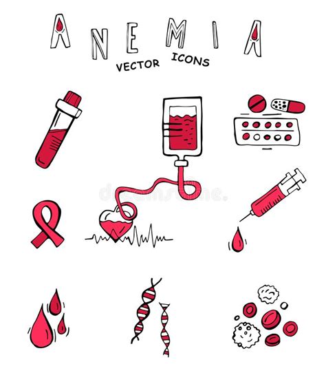 Anemia Doodle Icons Stock Vector Illustration Of Anaemia 126968344