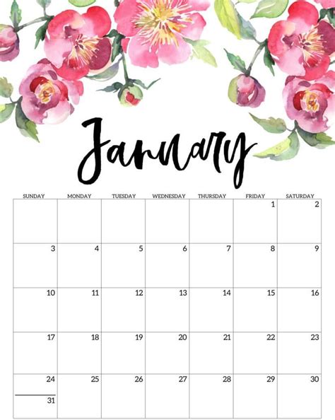 Best 20 Cute January Calendar 2021 Pink Design Floral Wallpaper