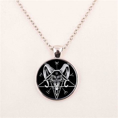 Satanism Pendant Necklace Sigil Of Leviathan Baphomet Necklace Silver