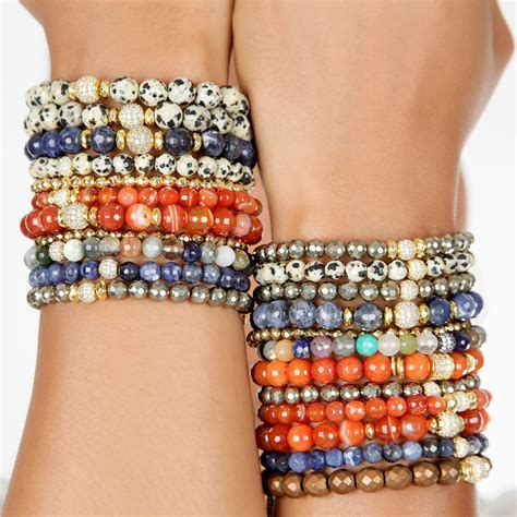 Bead Bracelets Natural Gemstone Beaded Stacking Bracelet Sets For Women