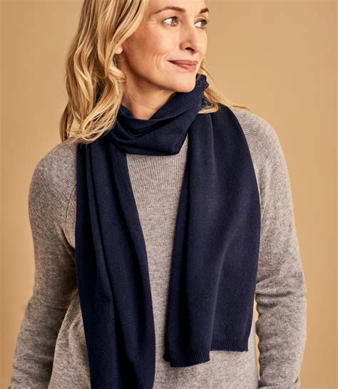 Navy Womens Cashmere Merino Classic Scarf Woolovers Us