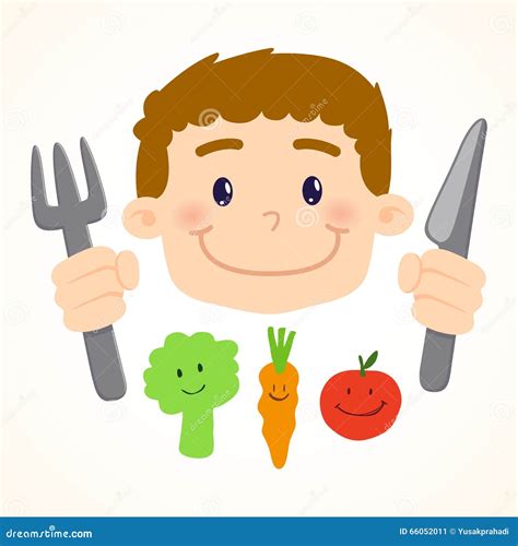 Little Boy Eeating Vegetables Stock Vector Illustration Of Kids