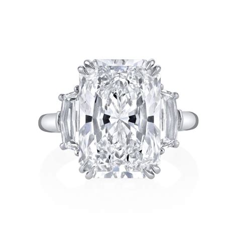 Platinum Radiant Cut Three Stone Diamond Ring Brrng00049