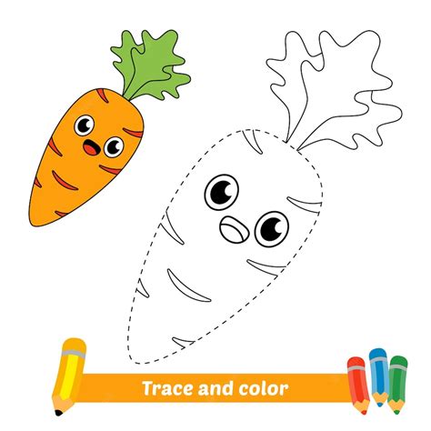 Traza Y Color Para Niños Vector De Zanahoria Vector Premium