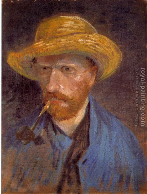 Self Portrait With Straw Hat And Pipe By Vincent Van Gogh Oil