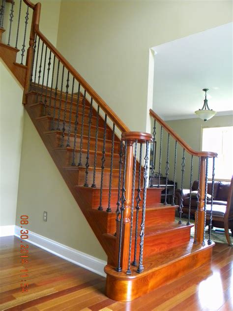 Wood Stairs And Rails And Iron Balusters New Wood Stair With Iron