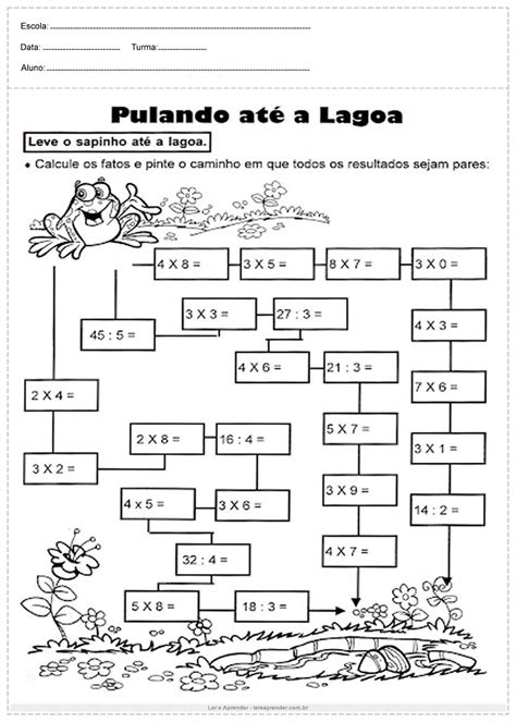 Continha De Divisão 4 Ano