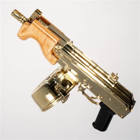 24k Gold Plated Micro Draco Ak47 762x39mm W 75rd Drum Mag
